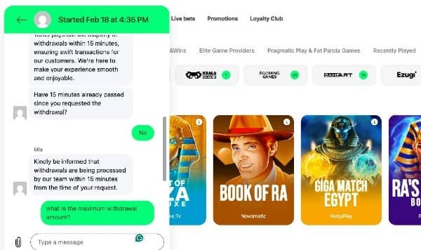 Customer Support at 10bet casino