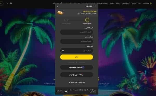 provide your email, username, and password on PalmSlots casino site