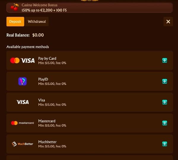 Banking at Amunra Casino