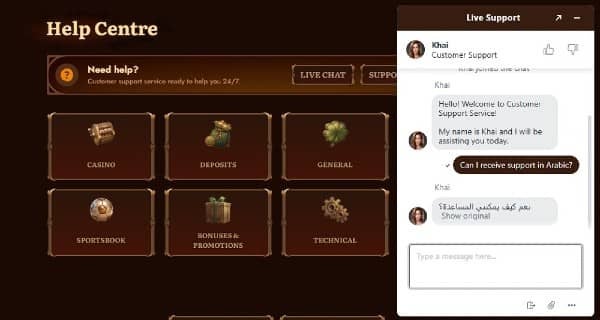 Customer Support at WildRobin Casino