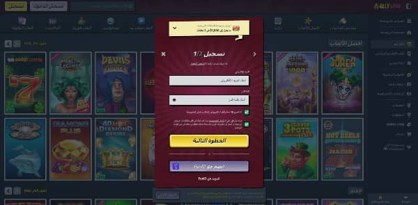 Enter your email address ,create a strong password for your account and accept terms and conditions on AllySpin Casino