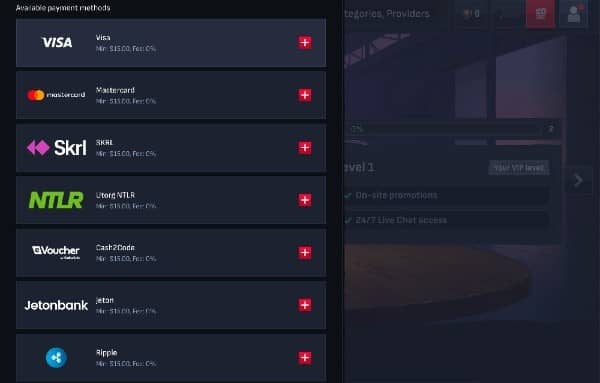 Banking at Mafia Casino