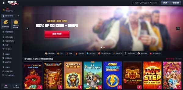 Open Register page on Mafia Casino 