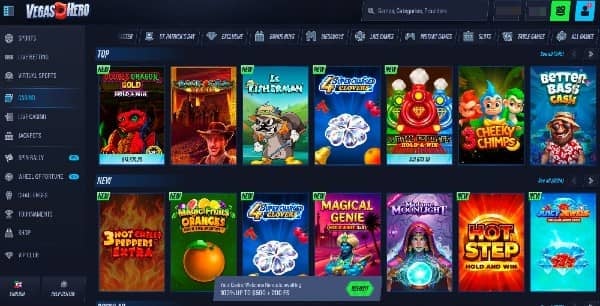 Play casino games at VegasHero casino