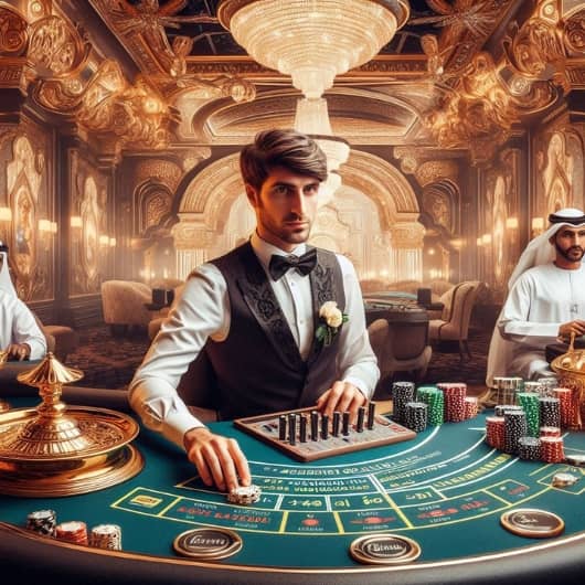 Croupier sitting at the gambling table