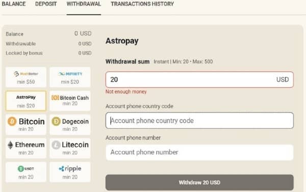 Enter the AstroPay details