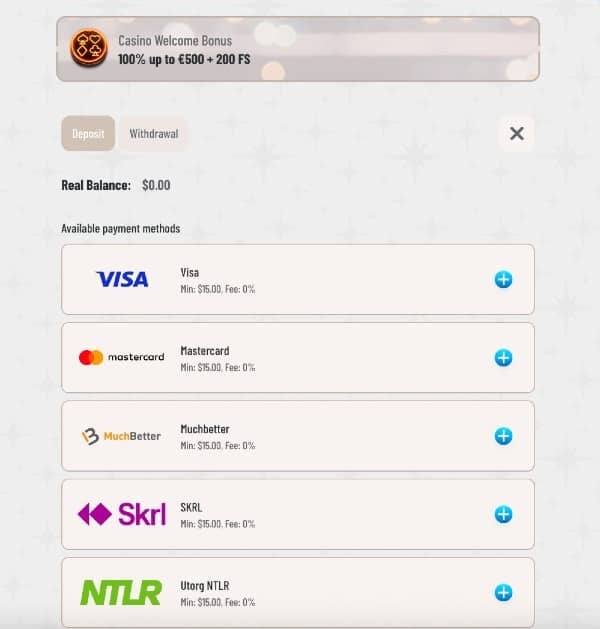 Banking at Wyns Casino